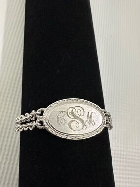 Personalized Silver-Tone Oval Monogram Bracelet - CSM